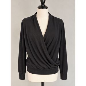 Chicos Zenergy Wrap Sweater Sz 0 (S) Soft Gathered Black